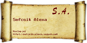 Sefcsik Alexa névjegykártya